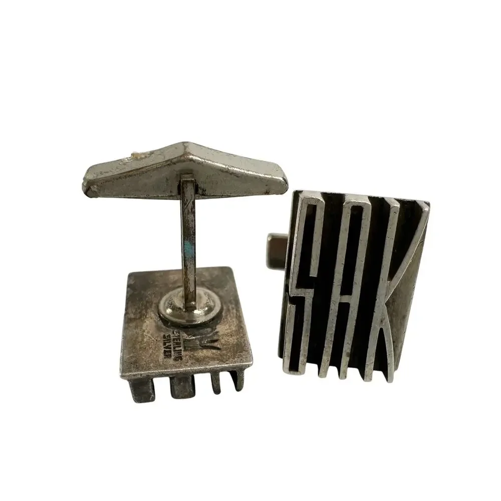 Sterling Silver Cufflinks - Modernist (mid-century) Design - Initials SAK